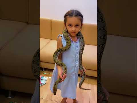 مقطع فيديو لي ريمانه وهي ماسكه الثعبان م شاءالله عليها