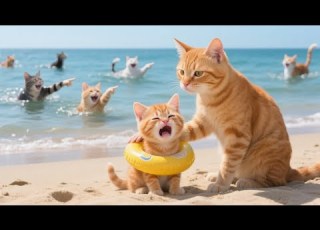  Poor Kitten Can T Swim And Gets Mocked Mama Cat Teaches Her How To Swim And She Becomes A Hero