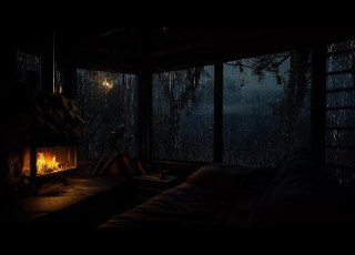  Cozy Cabin Room At Night Rain And Fireplace Sounds For Relaxation