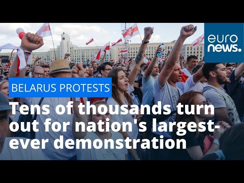 Belarus Protests Tens Of Thousands Turn Out For Nation S Largest Ever Demonstration