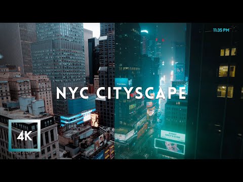 Rainy New York Cityscape Open Window Times Square For Work Study Sunset To Sunrise 12 Hours