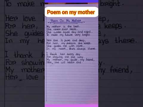 Poem On My Mother My Mother Is The Best Poem Shorts