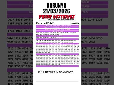 KERALA LOTTERY RESULT TODAY LIVE KERALA LOTTERY KARUNYA KR 747 KERALA LOTTERY FULL RESULT 21 03 2026