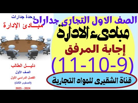 اجابة المرفق9و10و11وحدة الادارة لكل المهن جدارات الصف الاول التجارى لعام2025م