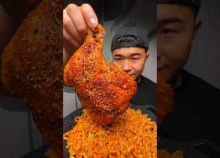  Spicy Noodles With Fried Chicken Leg Mukbang Asmr Noodles Chinesfood9696