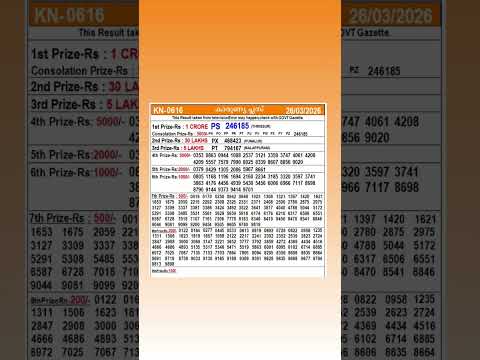 KARUNYA PLUS Lottery Result Today 26 03 2026 Kerala Lottery Live Karunya Plus Result Live Today