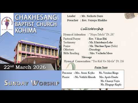 Sunday Worship Service March 22 2026