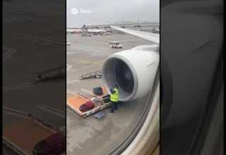 Luggage Is Sucked White Engine Is Being Turned Off And It Hits Airport Employee Shorts
