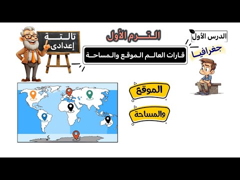 قارات العالم الموقع والمساحة الصف الثالث الإعدادي