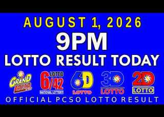  9pm Lotto Result Today August 1 2026 PCSO