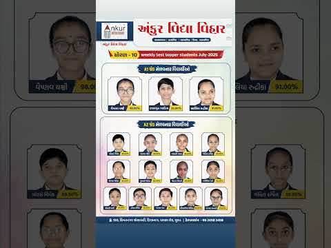 STD 10 July 2025 Weekly Test Topper Congratulations Champions