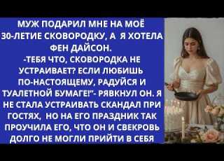 МУЖ подарил ЖЕНЕ СКОВОРОДКУ на день рождения а жена проучила его так что он потерял дар речи