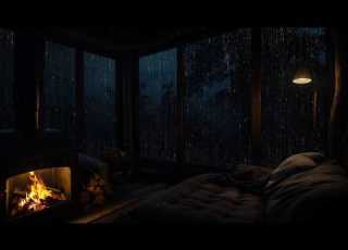 Soft Rain And Warm Fireplace At Night Peaceful Cabin Ambience For Relaxation