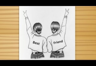 BFF Drawing Two Best Friend Girl Drawing Easy Drawing For Beginners Friendship Day Drawing Art