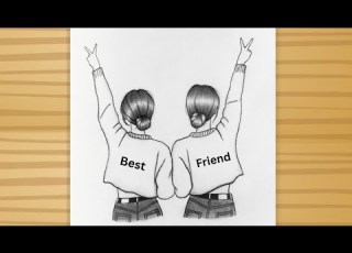 BFF Drawing Two Best Friend Girl Drawing Easy Drawing For Beginners Friendship Day Drawing Art