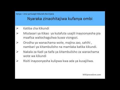 Kenya Jinsi Ya Kusajili Kikundi Cha Vijana In Swahili