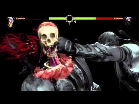 MK9 Scorpion 59 Damage 18 Hits X RAY Combo Mortal Kombat 9 2011 MK Demo Gameplay