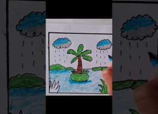  Rainy Day Scenery Drawing Easy Rainy Day Draw Rainy Season Draw Drawing Rainyday Art Rain