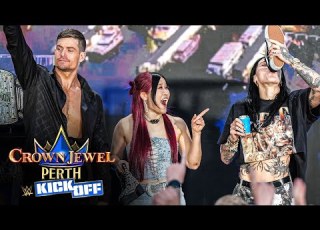 Rhea Ripley IYO SKY And Grayson Waller Toast With A Shoey Crown Jewel 2025 Kickoff Oct 10 2025