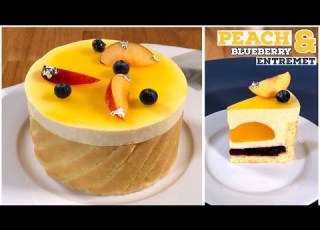  Peach And Blueberry Entremet Cake Recipe Peach Mousse Cake Just Cook
