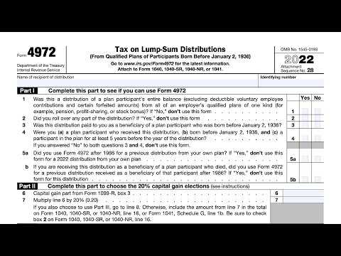 IRS Form 4972 Walkthrough Tax On Lump Sum Distributions