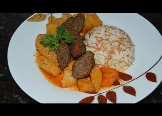 اطيب كفته بطاطا بالطنجرة مع رز بالشعيرية