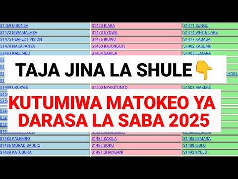 Matokeo Ya Darasa La Saba Ya 2025 26 Bonyeza Hii Link Kuona Shule Yako