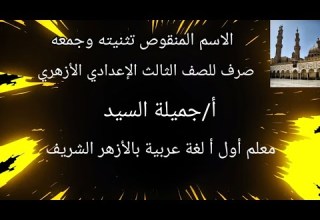 الاسم المنقوص تثنيته وجمعه صرف للصف الثالث الإعدادي الأزهري أ جميلة السيد