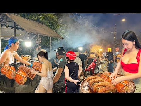 Shocking Hanoi Street Grill Pork Belly Duck Chicken Fish Draw Huge Dinner Lines