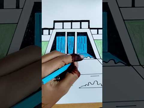 How To Draw A Dam Drawing River Dam Drawing Easy Art Drawing Dam River