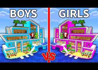 Mikey And JJ BOYS Vs GIRLS Water House Maizen Minecraft