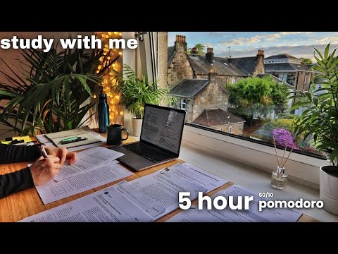 5 HOUR STUDY WITH ME Background Noise 10 Min Break NO MUSIC Study With Merve 50 10 POMODORO