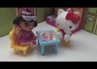  Hello Kitty Peppa Pig Dora The Explorer Dollhouse Unboxing Toys Review