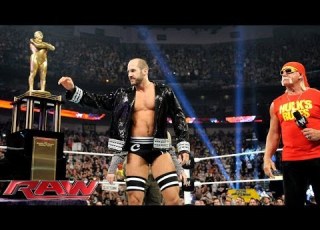 Hulk Hogan Presents The Andre The Giant Memorial Battle Royal Trophy To Cesaro Raw April 7 2014