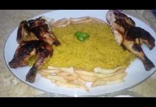 الفراخ المشويه مع الارز البسمتي علي الطريقه المطاعم السوريه
