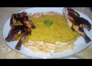 الفراخ المشويه مع الارز البسمتي علي الطريقه المطاعم السوريه