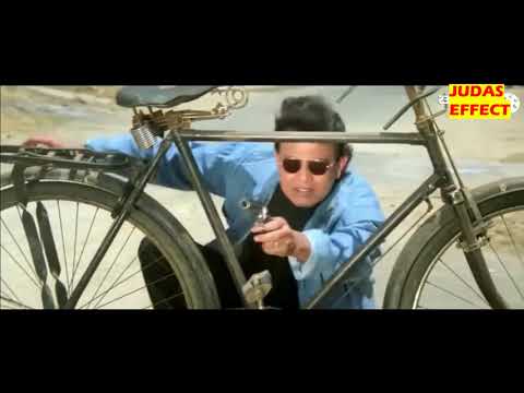 Mithun Chakraborty Hidding Behind Cycle Real Scene Gunda Movie Scene Funny Scene Action Scene
