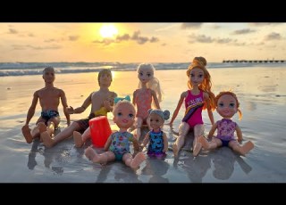 Beach Day Elsa Anna Toddlers Sand Play Water Fun Barbie Dolls