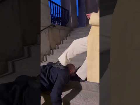 Slave Cleaning His Mistress Shoe In Public