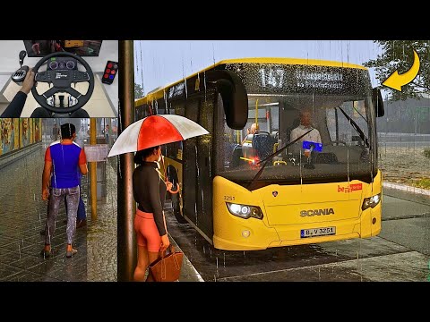 The Bus Most Realistic Heavy Rain Bus Ride Steering Wheel Gameplay