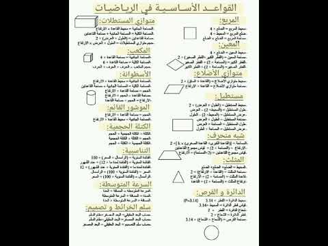 القواعد الاساسية في مادة الرياضيات