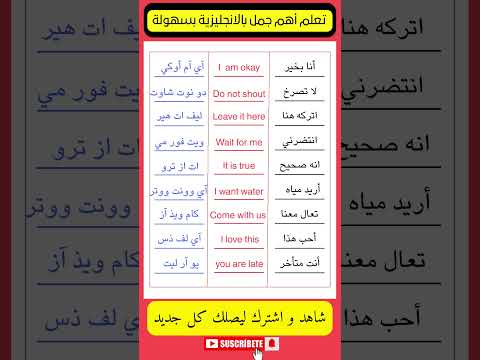 أهم جمل انجليزية تستعمل بكثرة في الحياة اليومية تعلم انجليزي من الصفر للمبتدئين بطريقة بسيطة
