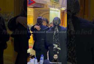 فردوس عبدالحميد وزوجها محمد فاضل في عزاء الفنان اشرف عبدالغفور