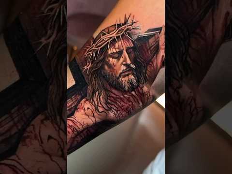 Color Realistic Jesus Christ Arm Tattoo Artist Gabriele Pellerone Tattooartist Realistictattoo
