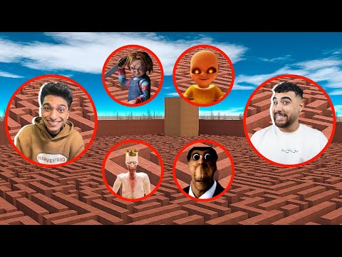 التحدي المنتظر هيكا ضد عبده ماندو في لعبه جاريز مود ضد عم رمضان وابونجا في المتاهه Garry S Mod