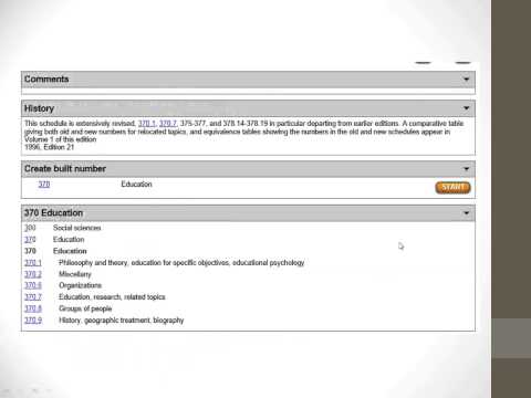 Dewey Decimal Classification Summer 2014 Session 1