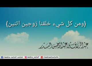  ومن كل شيء خلقنا زوجين اثنين الشيخ عبد الرزاق البدر حفظه الله