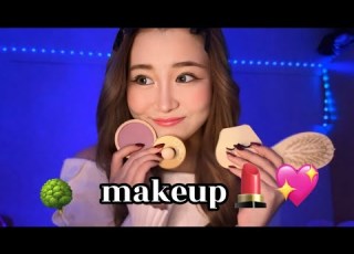  ASMR 木製おもちゃのメイク道具でメイクロールプレイ