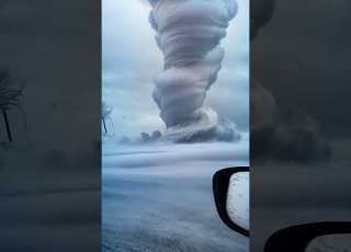 Extremely Dangerous Tornado In A Storm Snow Close Up