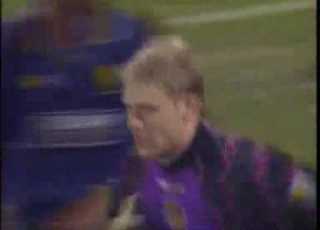 Peter Schmeichel Goalkeeper Scores Overhead Kick In Last Minute